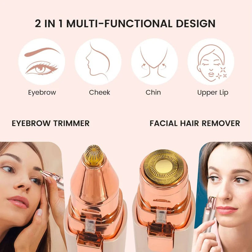Facial Hair Remover with Interchangeable Heads and LED Light, Rechargeable Grooming Tool All Vera Mart