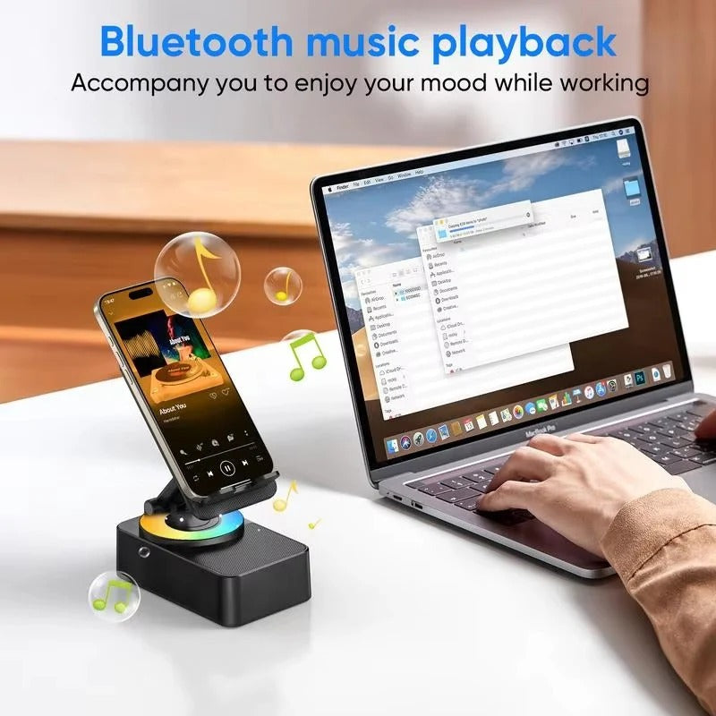 Foldable Phone Stand with Wireless Speaker and Built-in Charging, Color LED All Vera Mart