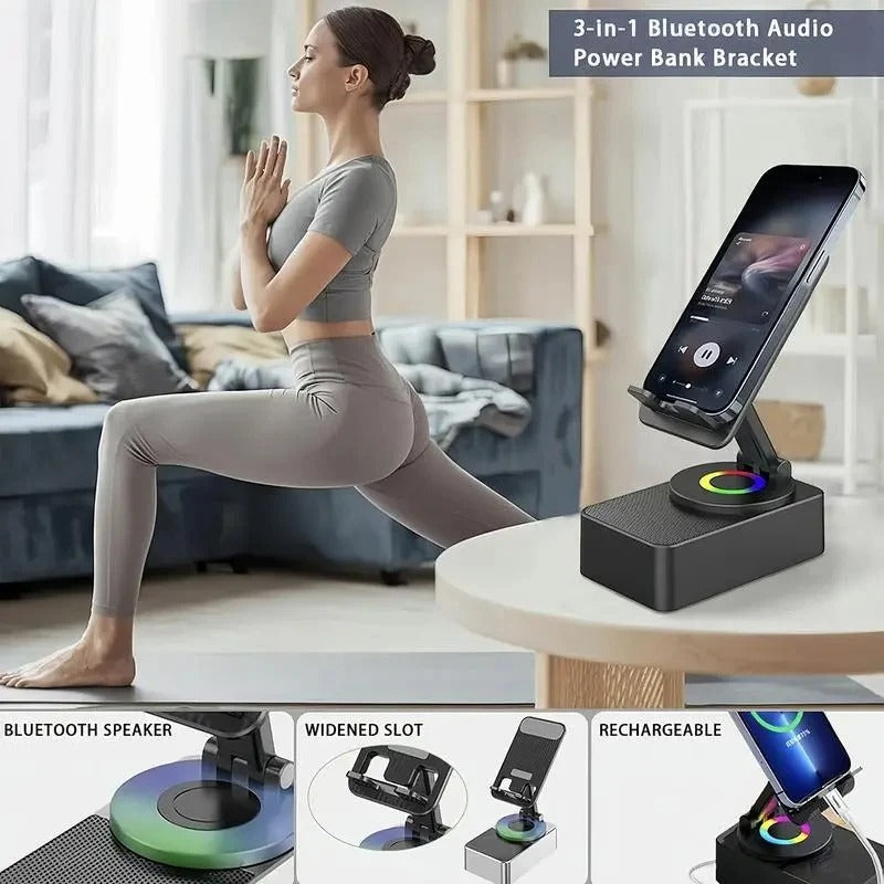 Foldable Phone Stand with Wireless Speaker and Built-in Charging, Color LED All Vera Mart