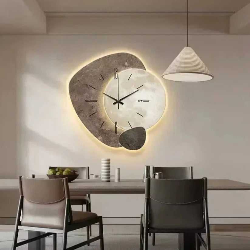 Wood Wall Clock with Warm White LED Edge Lighting and Silent Quartz Movement All Vera Mart