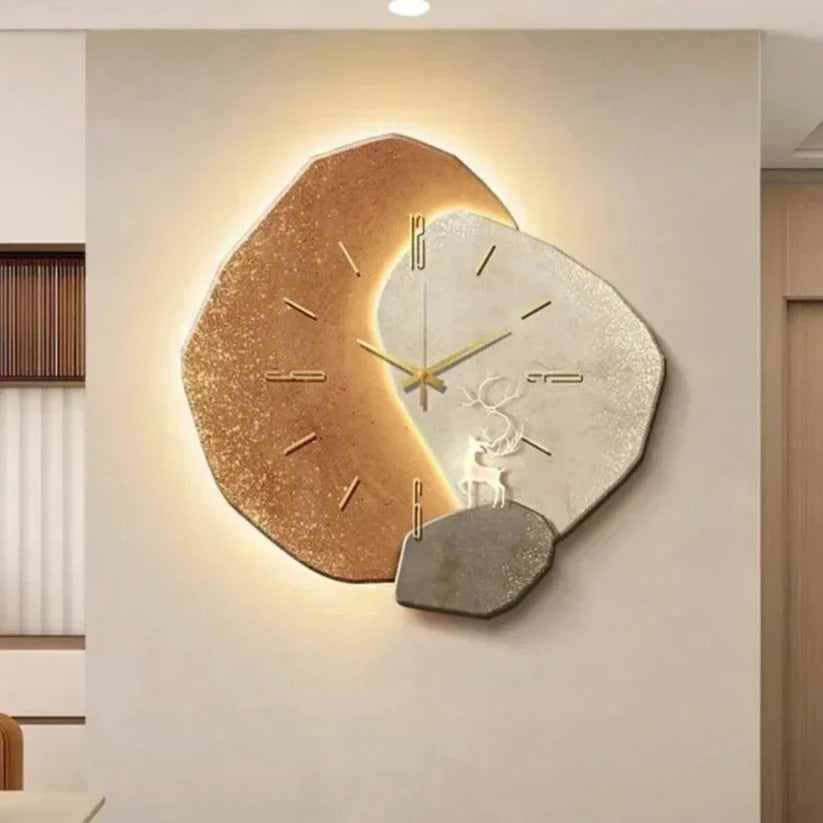 Wood Wall Clock with Warm White LED Edge Lighting and Silent Quartz Movement All Vera Mart