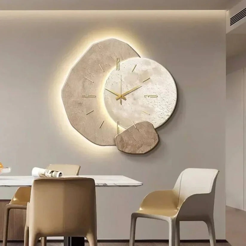Wood Wall Clock with Warm White LED Edge Lighting and Silent Quartz Movement All Vera Mart