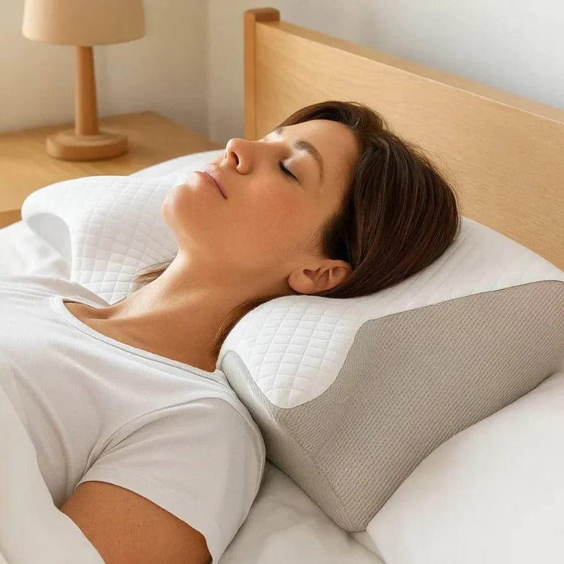 Memory Foam Neck Pillow with Contoured Support and Breathable Cover, Machine Washable All Vera Mart