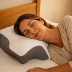 Memory Foam Neck Pillow with Contoured Support and Breathable Cover, Machine Washable All Vera Mart