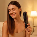 Ionic Straightening Brush with Ceramic Bristles and Adjustable Heat for All Hair Types All Vera Mart