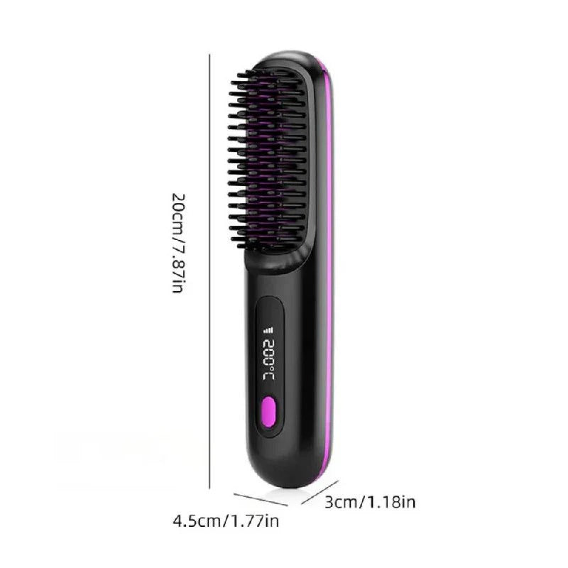 Ionic Straightening Brush with Ceramic Bristles and Adjustable Heat for All Hair Types All Vera Mart