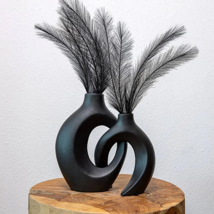 Ceramic Flower Vase with Woven Texture and Stable Base All Vera Mart