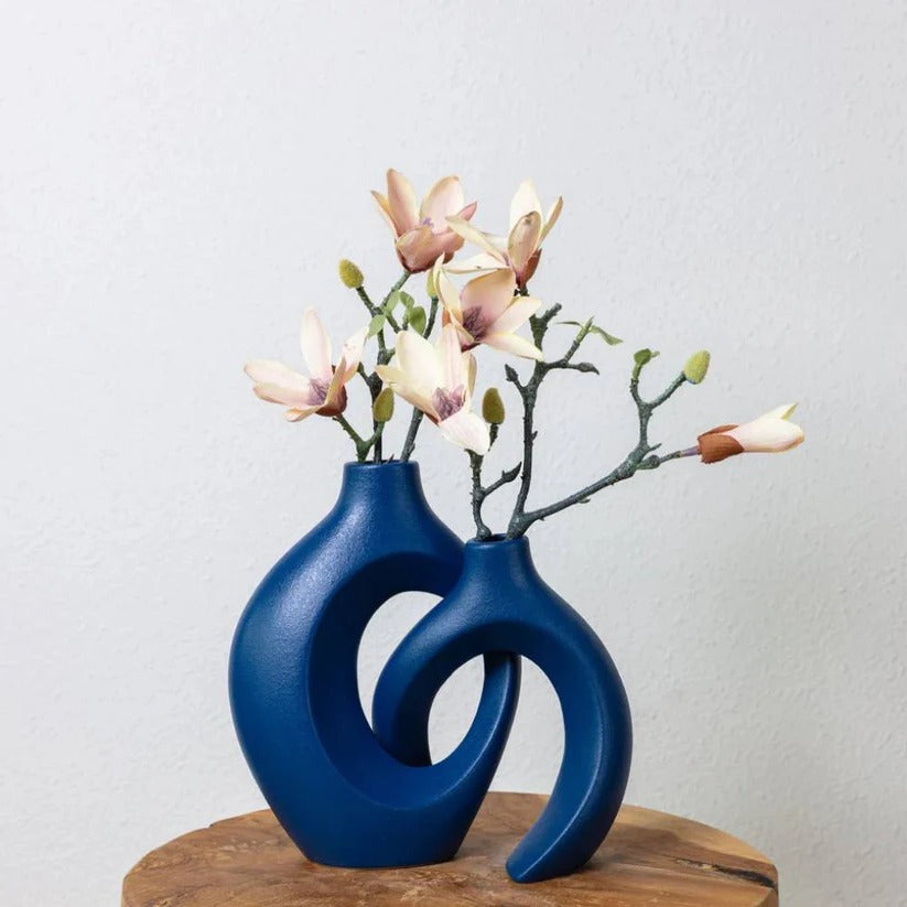 Ceramic Flower Vase with Woven Texture and Stable Base All Vera Mart