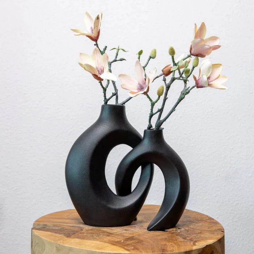 Ceramic Flower Vase with Woven Texture and Stable Base All Vera Mart