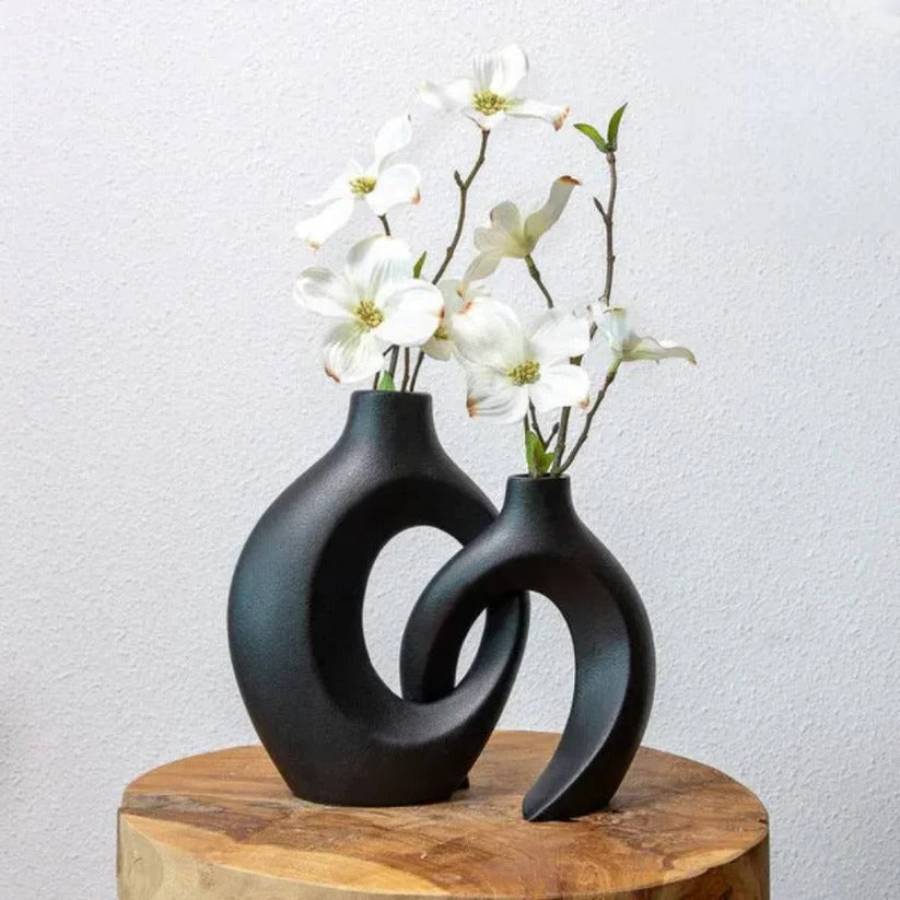 Ceramic Flower Vase with Woven Texture and Stable Base All Vera Mart