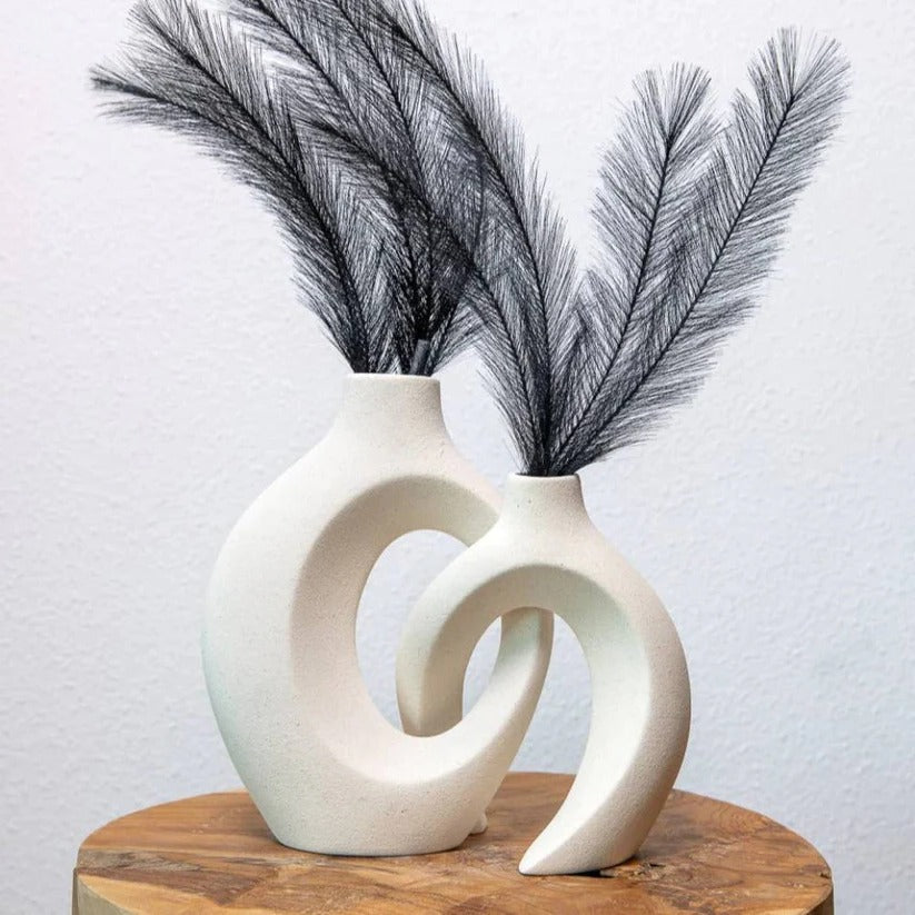 Ceramic Flower Vase with Woven Texture and Stable Base All Vera Mart