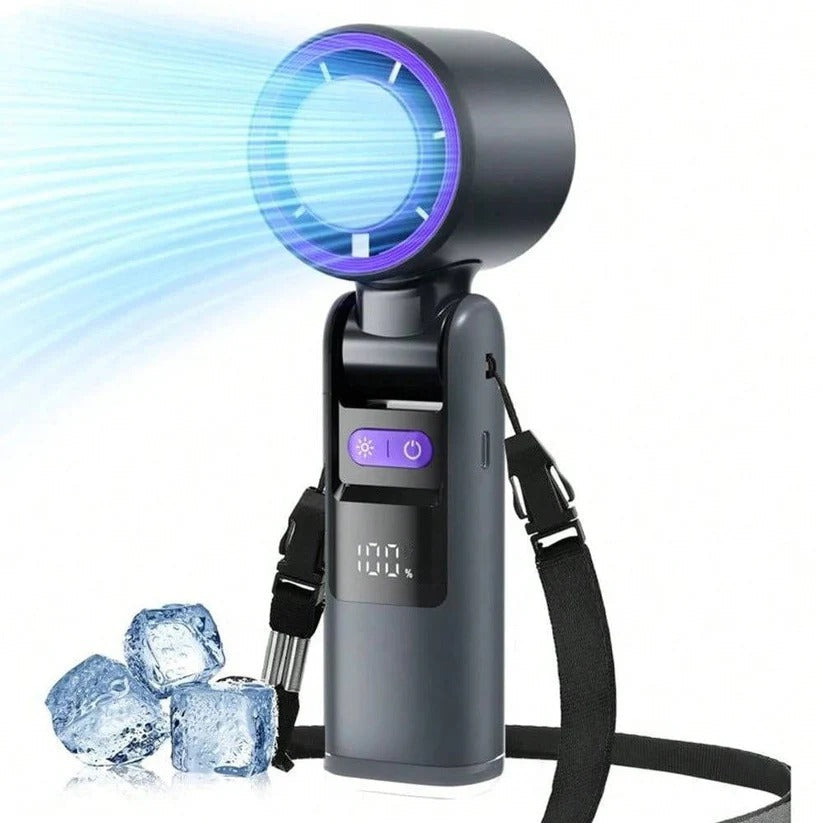 Handheld Cooling Fan with Semiconductor Plate and LED Display, Built-In Flashlight All Vera Mart