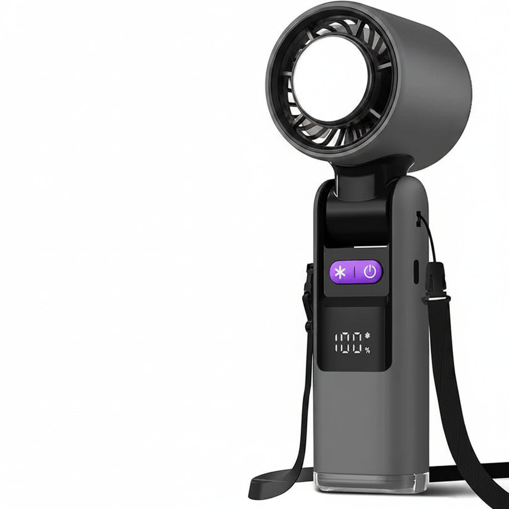 Handheld Cooling Fan with Semiconductor Plate and LED Display, Built-In Flashlight All Vera Mart