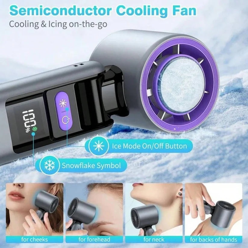 Handheld Cooling Fan with Semiconductor Plate and LED Display, Built-In Flashlight All Vera Mart