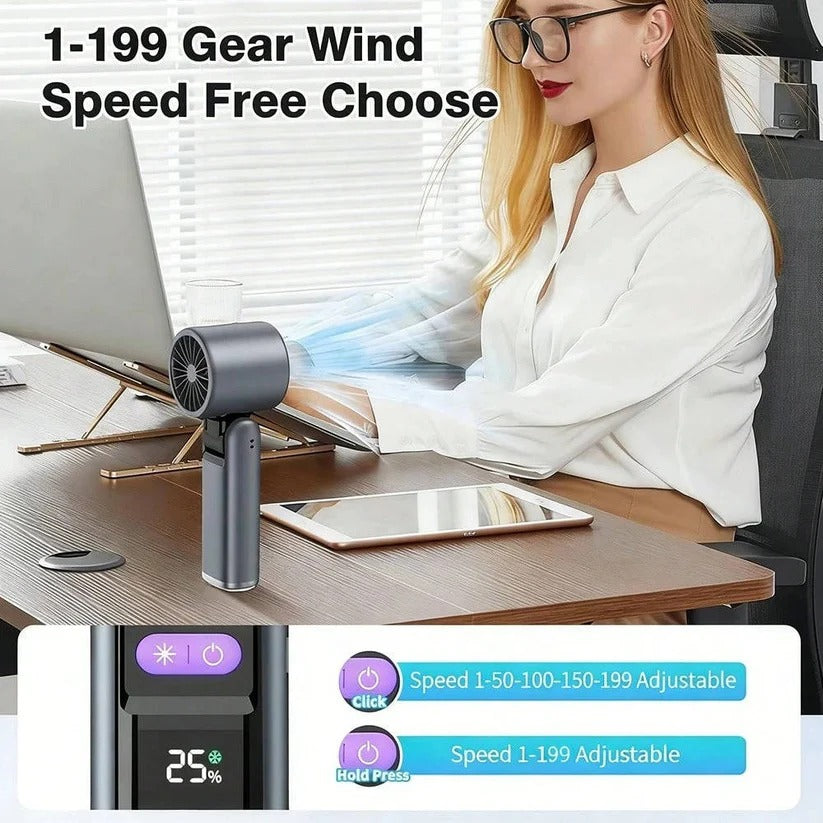 Handheld Cooling Fan with Semiconductor Plate and LED Display, Built-In Flashlight All Vera Mart