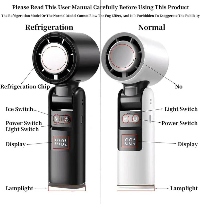 Handheld Cooling Fan with Semiconductor Plate and LED Display, Built-In Flashlight All Vera Mart