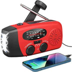 Emergency Radio with Hand Crank, Solar Panel and LED Flashlight, Device Charger All Vera Mart