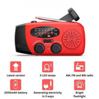 Emergency Radio with Hand Crank, Solar Panel and LED Flashlight, Device Charger All Vera Mart