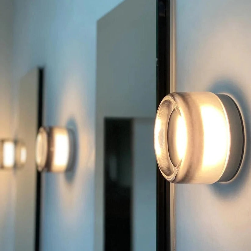 LED Wall Sconce with Dimpled Glass Diffuser and Three Color Modes All Vera Mart