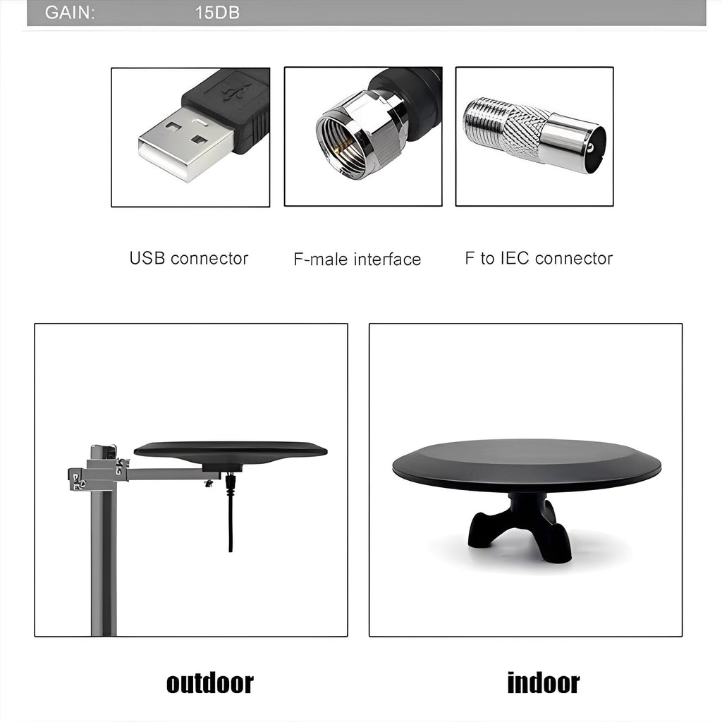 Outdoor HDTV Antenna with Extended Range Reception and Weather Resistant Housing All Vera Mart