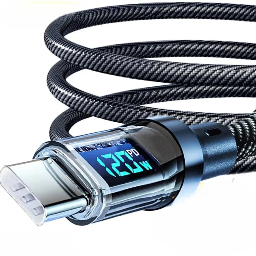 USB Type-C Charging Cable with Real-Time Power Display and 120W Output All Vera Mart