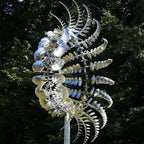 Dual Rotation Metal Garden Windmill with Opposite Spinning Blades and Stake All Vera Mart