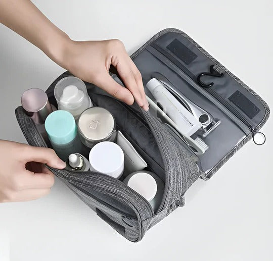 Toiletry Bag with Hanging Hook and Zippered Compartments, Foldable Travel Organizer All Vera Mart