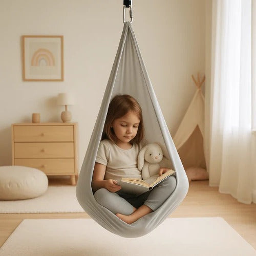 Enclosed Sensory Swing with Steel Lock and Adjustable Strap, 300kg Capacity All Vera Mart