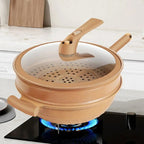 Multipurpose Wok with Micropressure Sealing and Steamer Basket for Gas and Induction Cooktops All Vera Mart