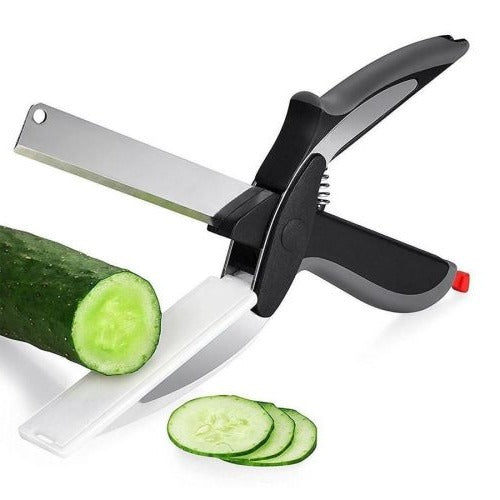 Dual Blade Food Chopper with Silicone Grip Handles and Locking Safety Hinge All Vera Mart