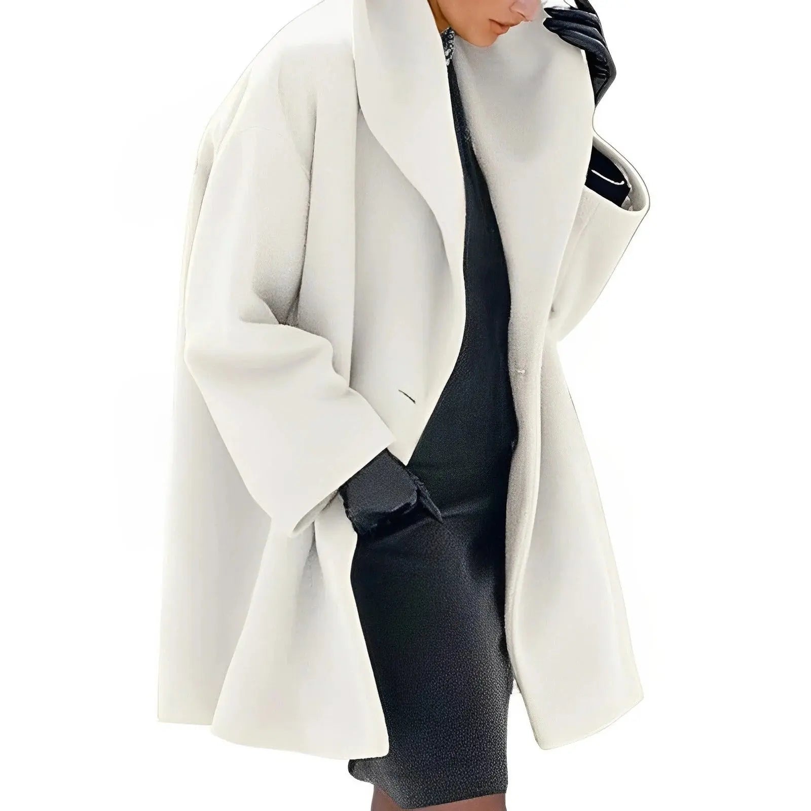 Wool-Blend Wrap Coat with Removable Belt and Slanted Side Pockets, Fully Lined All Vera Mart