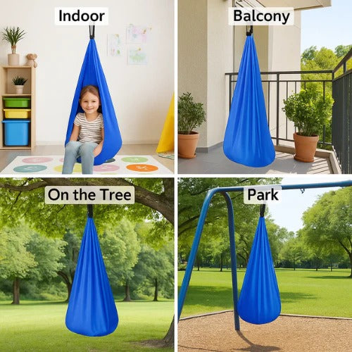 Enclosed Sensory Swing with Steel Lock and Adjustable Strap, 300kg Capacity All Vera Mart