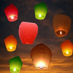 Sky Lanterns with Multicolor Paper Construction and Manual Ignition, 10-Pack All Vera Mart