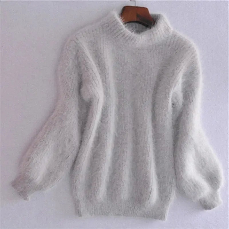 Women's Knit Sweater with Soft Brushed Fabric and Relaxed Fit, Hip Length All Vera Mart