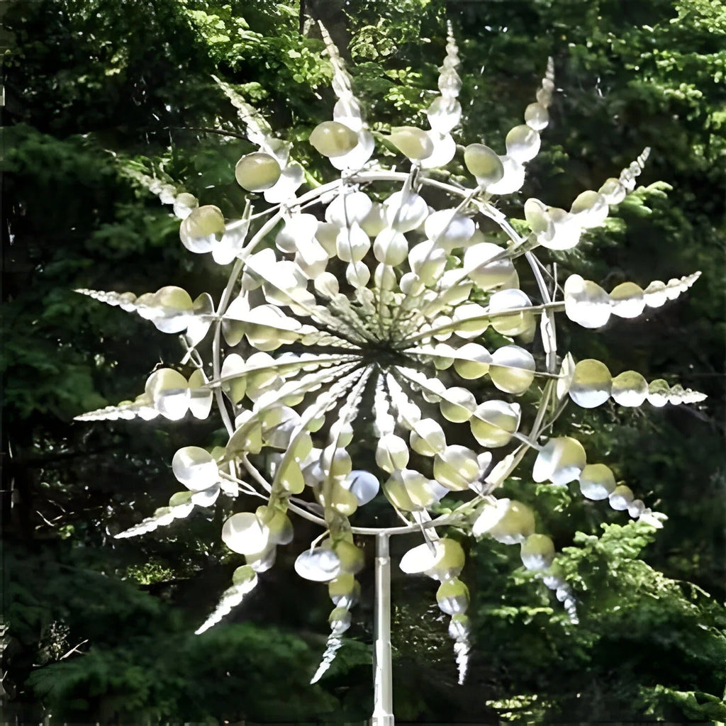 Metal Windmill Spinner with Dual Rotors and Reflective Surfaces, 59.4in Height All Vera Mart