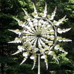Metal Windmill Spinner with Dual Rotors and Reflective Surfaces, 59.4in Height All Vera Mart