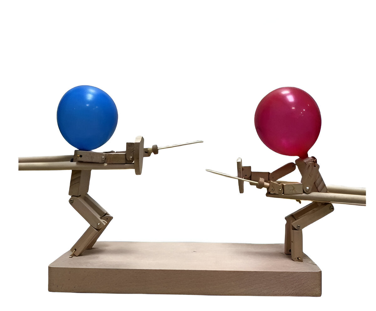 Wooden Balloon Battle Game with Sword and Shield Arms for Two Players All Vera Mart