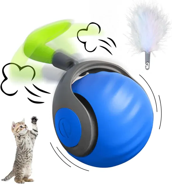 Rolling Interactive Cat Toy Ball with Rechargeable Battery and Adjustable Speed All Vera Mart