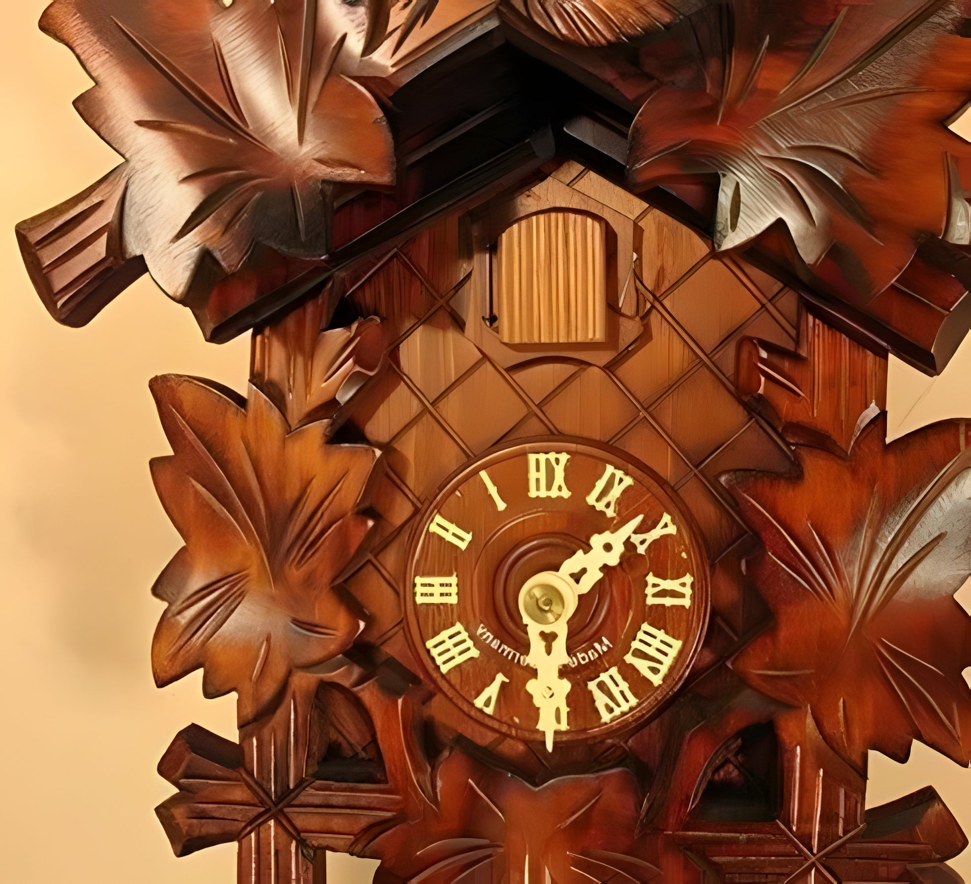 Wooden Cuckoo Wall Clock with Carved Forest Animals and Swinging Pendulum All Vera Mart