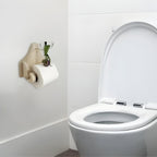 Wooden Frog on Bicycle Toilet Paper Holder with Natural Grain Details All Vera Mart