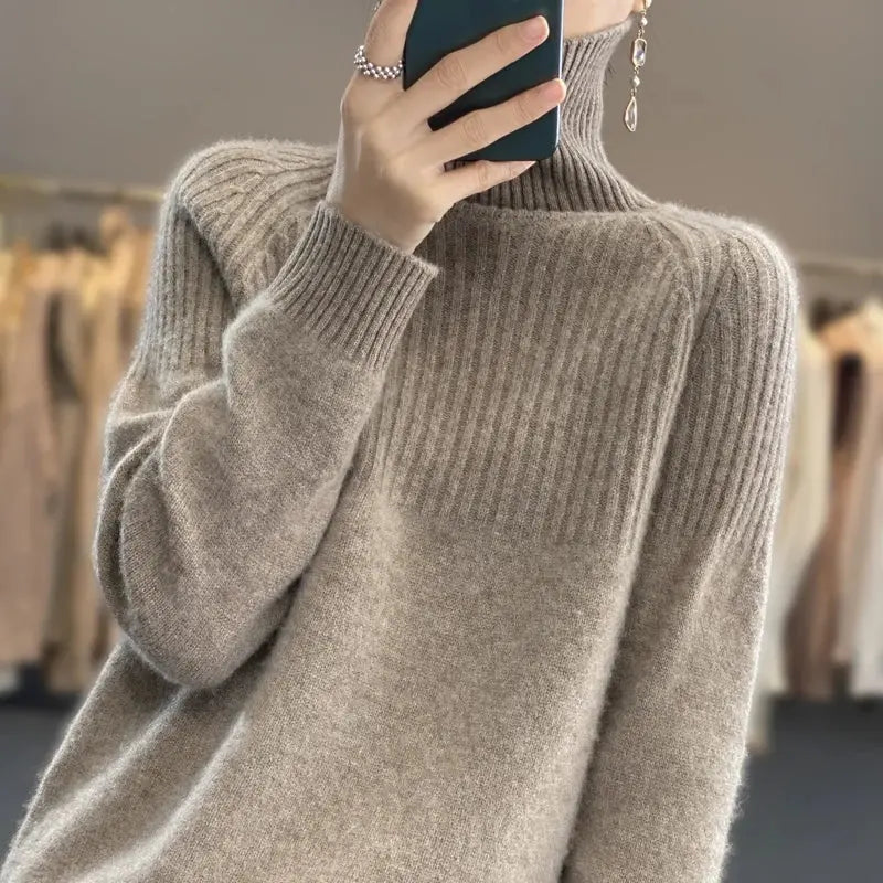 Cashmere Turtleneck Sweater with Fine Gauge Knit and Tailored Fit, Lightweight Insulation All Vera Mart