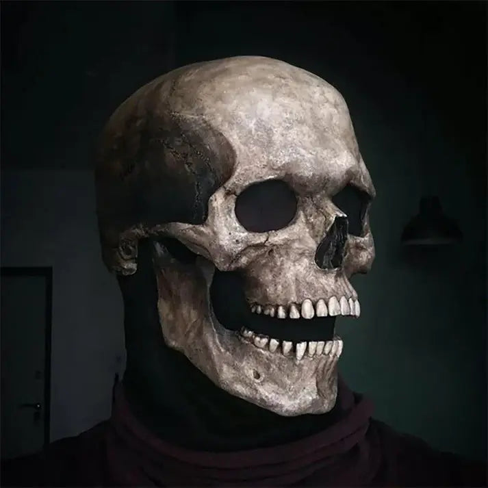 Skull Mask with Movable Jaw and Realistic Sculpted Finish, Unisex Full-Head Latex All Vera Mart