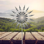 Metal Windmill Spinner with Dual Rotors and Reflective Surfaces, 59.4in Height All Vera Mart
