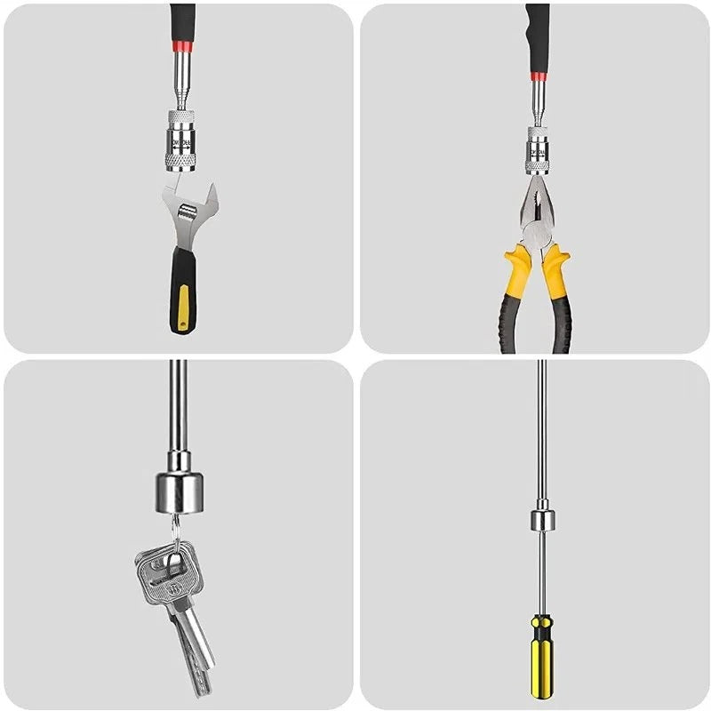 Telescopic Magnetic Pickup Tool with LED Light and Pocket Clip, 33 Inch Extension All Vera Mart