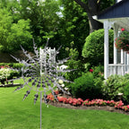 Metal Windmill Spinner with Dual Rotors and Reflective Surfaces, 59.4in Height All Vera Mart