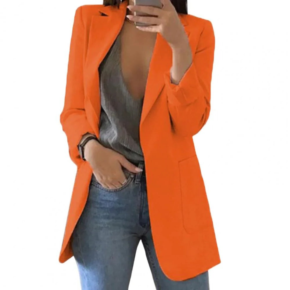 Open Front Long Blazer with Regular Fit and Extended Mid-Thigh Coverage All Vera Mart