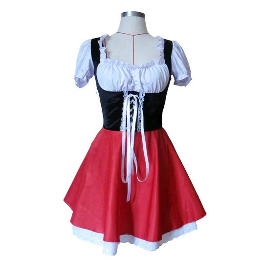 Women's Knee-Length Hooded Costume Dress with Removable Cape and Layered Skirt All Vera Mart