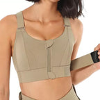 Front Zip Sports Bra with Adjustable Straps and Moisture Resistant Fabric All Vera Mart