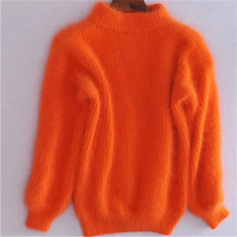 Women's Knit Sweater with Soft Brushed Fabric and Relaxed Fit, Hip Length All Vera Mart