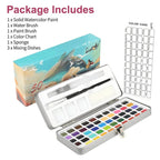 50-Color Watercolor Paint Set with Water Brush and Mixing Dishes, Portable Case All Vera Mart